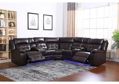 Image for Amazon Brown Power Sectional Recliner