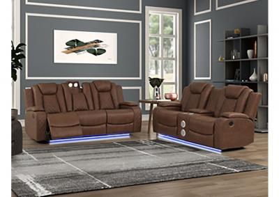 Dyer Reclining Sofa And Loveseat With Built In Speaker And Led Under Lighting