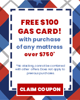 FREE $100 GAS CARD! With purchase of any mattress