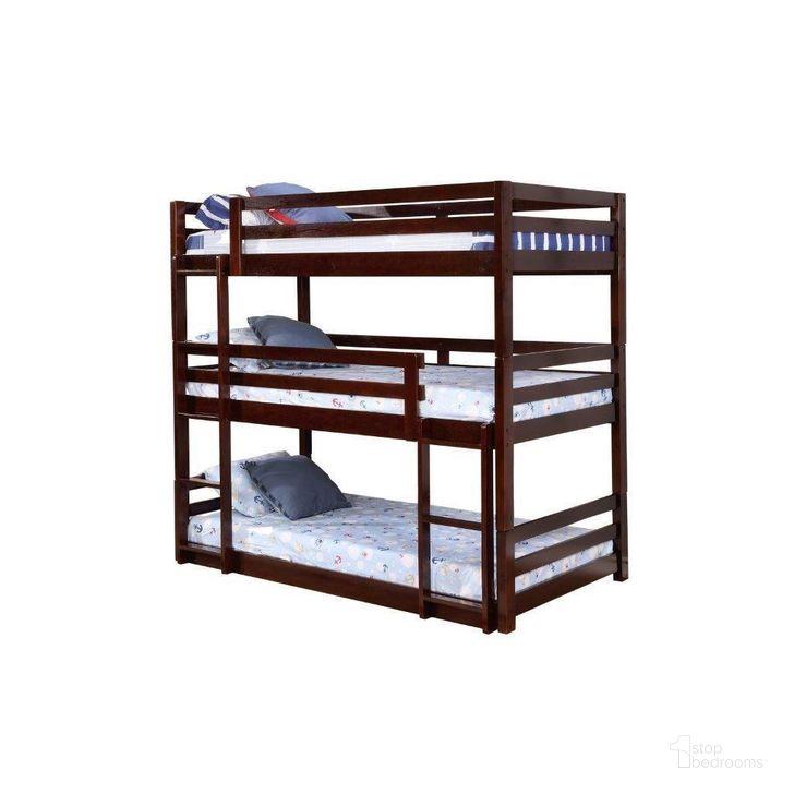 Triple Bunk Bed with 2 ladders in Espresso