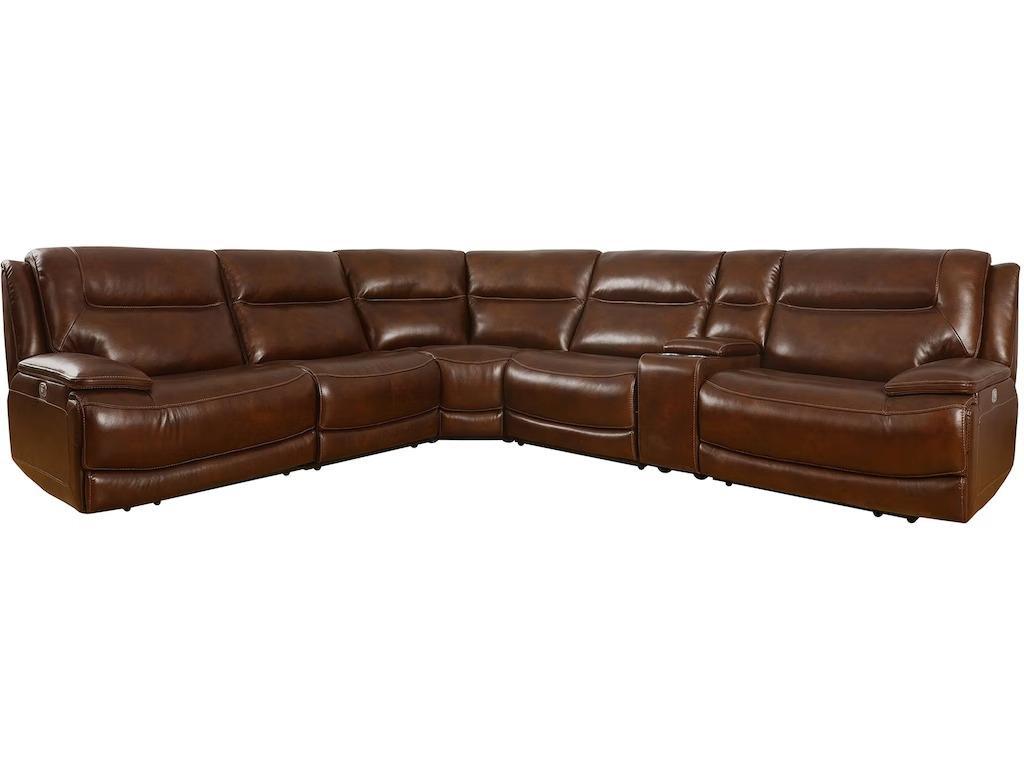 Top Grain Leather Sectional with Power Recliners and Power Headrest