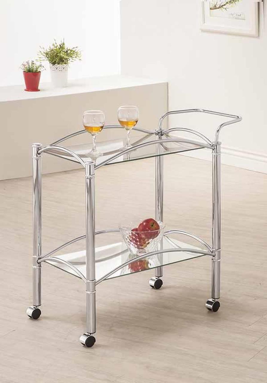  2 level serving cart in chrome
