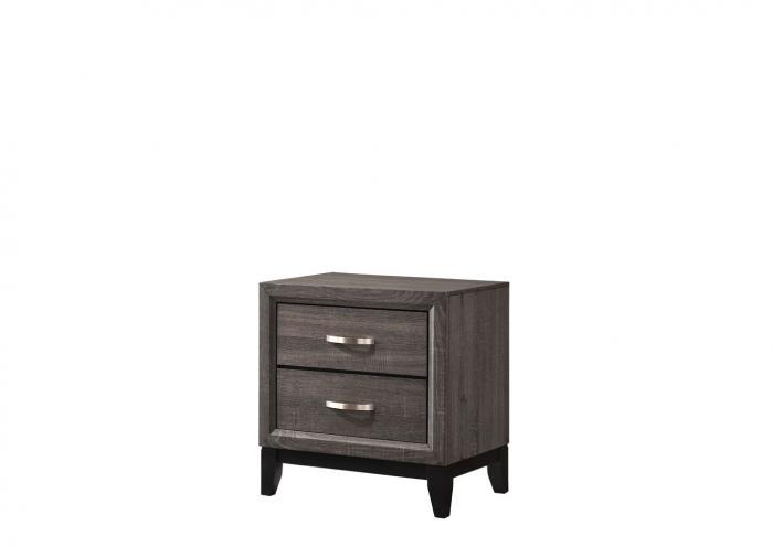 Gray Panel Bedroom Group with Dresser Mirror and Nightstand