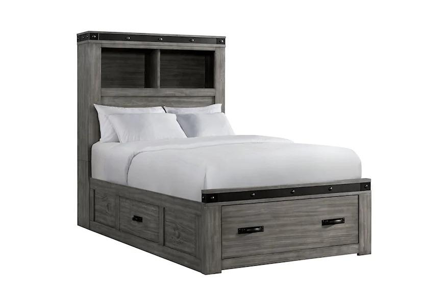 Gray Twin PLatform bed with storage drawers