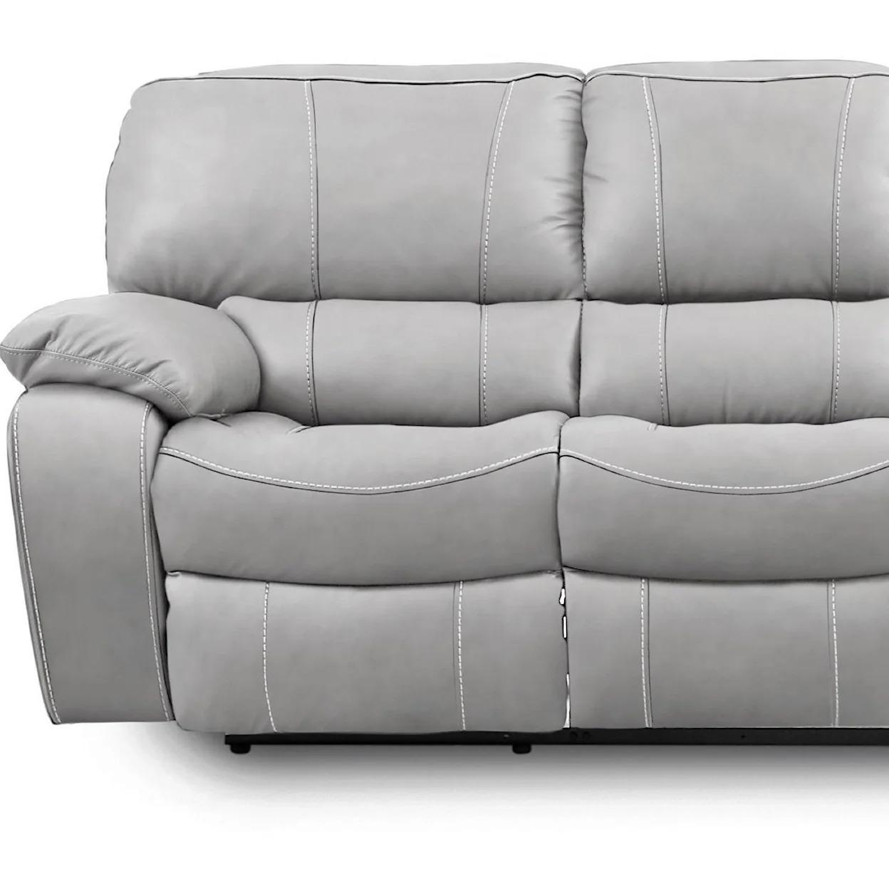 <Diego Manual Dual Reclining Leather / Leather Mate Love Seat with Pillow Arms - Gray