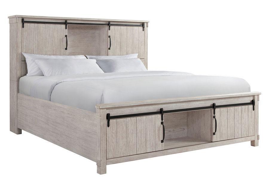 Storage Bed with Barn Door in the Headboard and Footboard