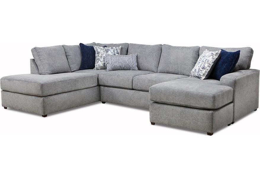 Lane Sectional Taylor with Accent Pillows and Gray Fabric