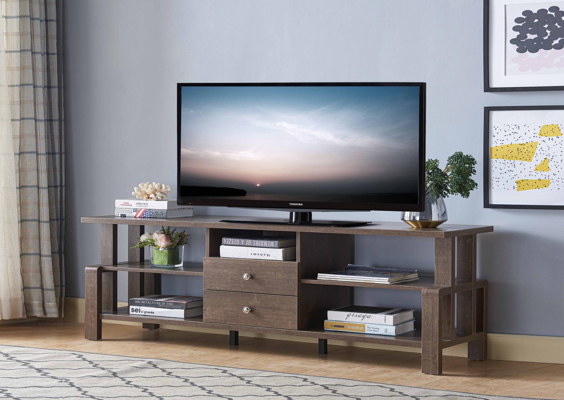 Walnut Oak Tv Stand with 2 drawers
