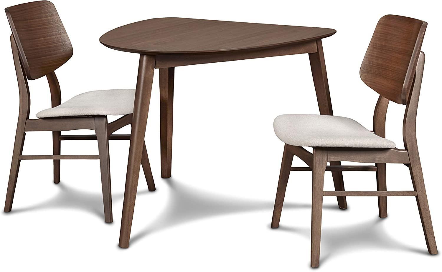 Modern Corner Dining Set with Natural Fabric Seat Cushions