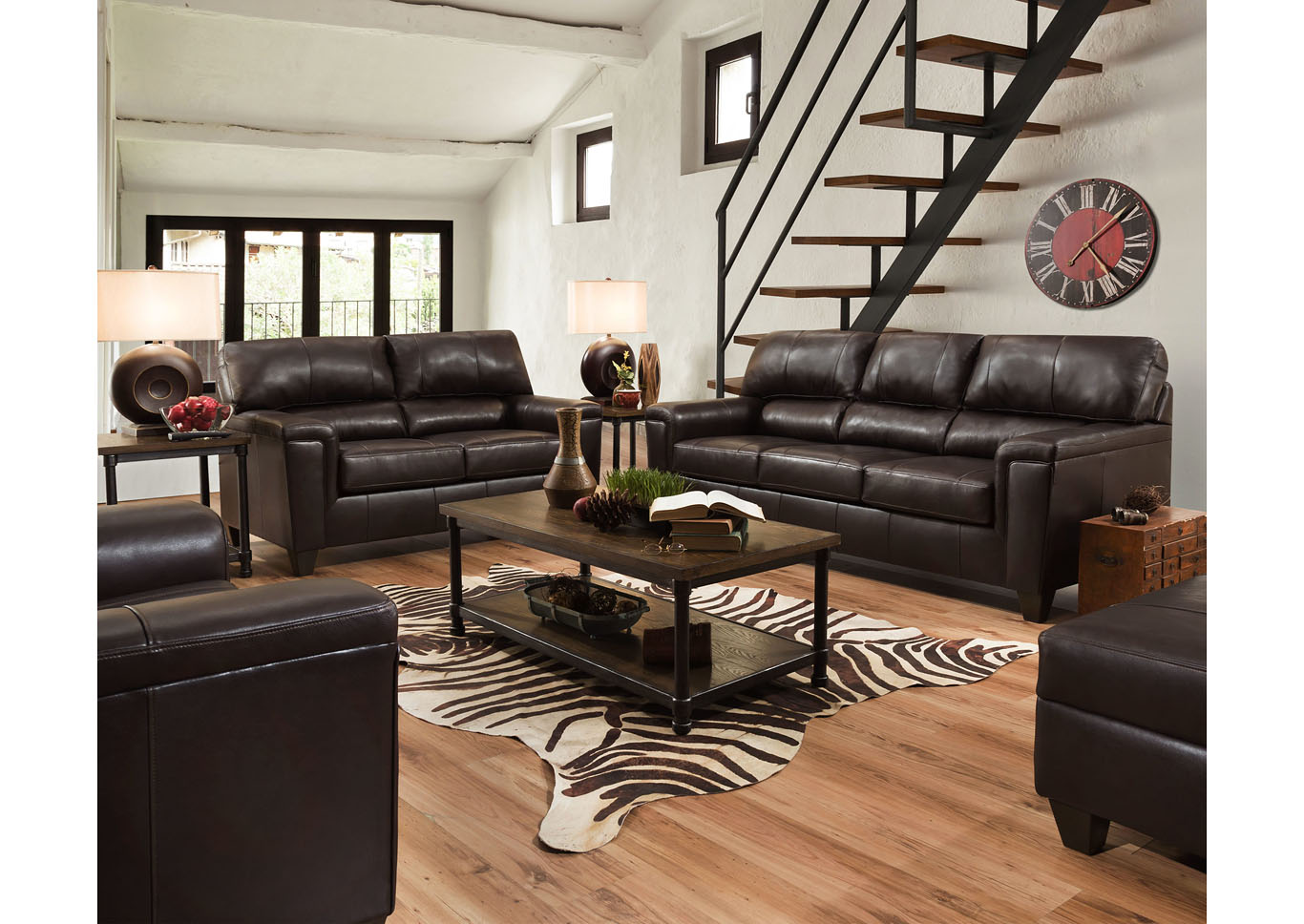 Lane Furniture  Kennedy Top Grain Leather / Mate Sofa Sleeper Bark,Instore