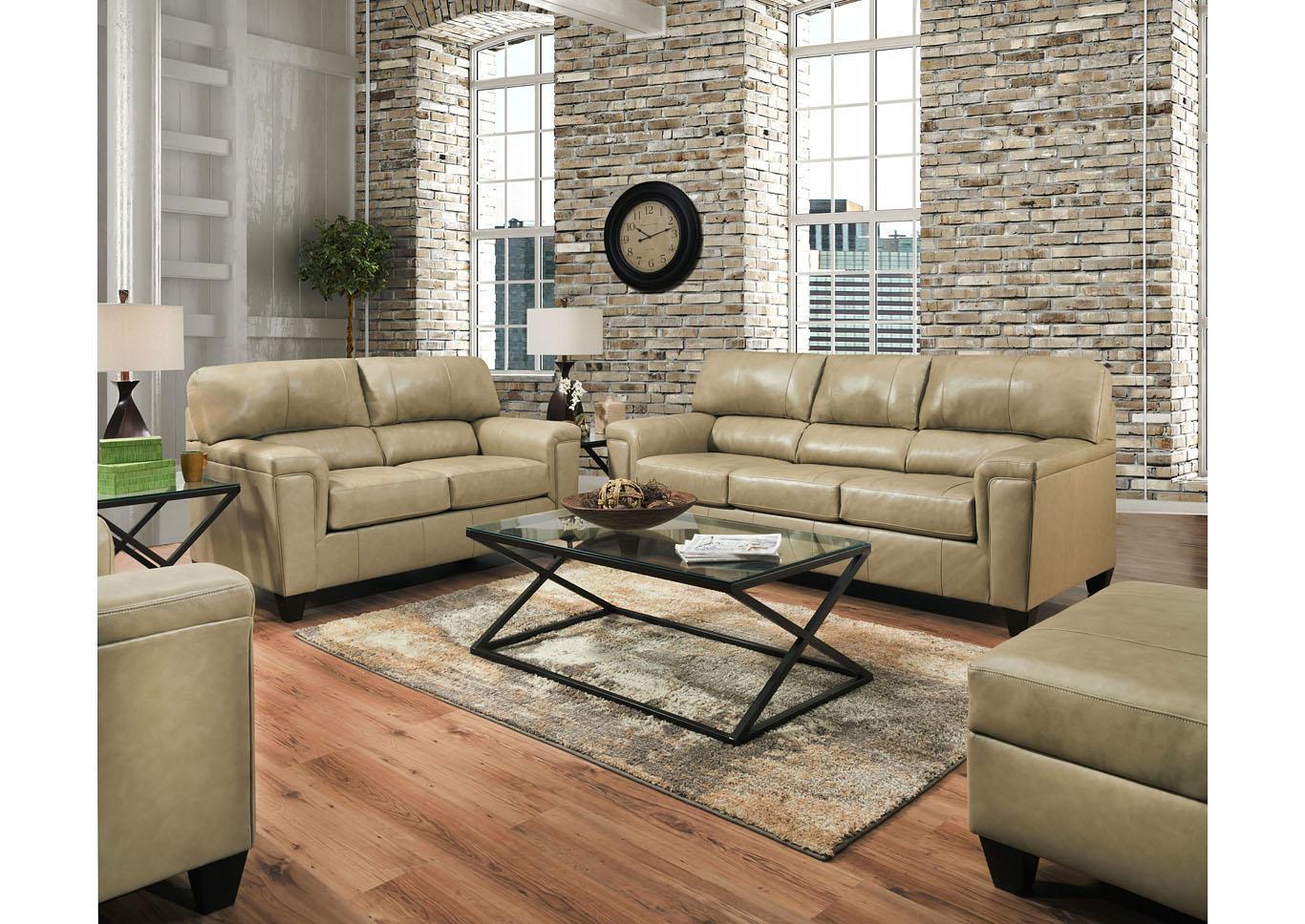Lane Furniture  Kennedy Top Grain Leather / Mate Sofa  Putty,Instore