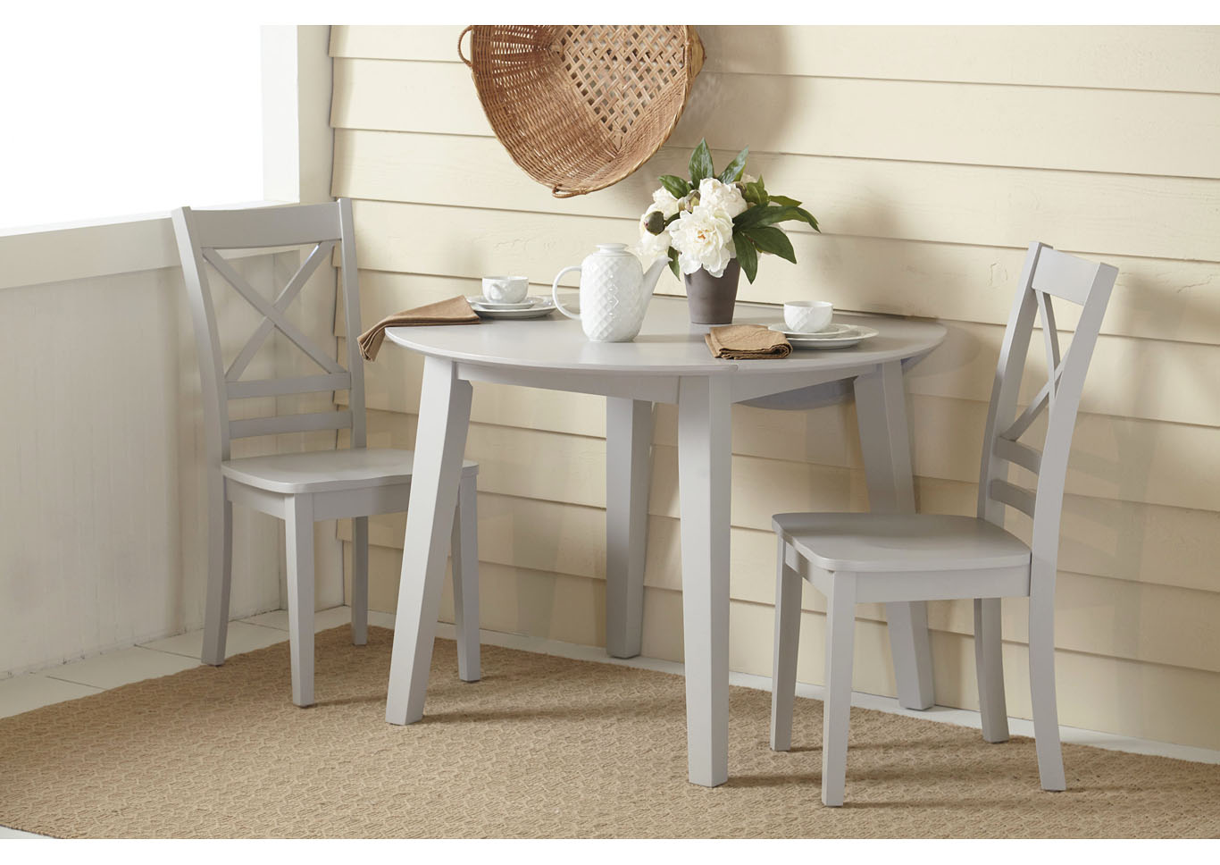 Simply Drop Leaf Table with 2 Chairs - Gray,Instore