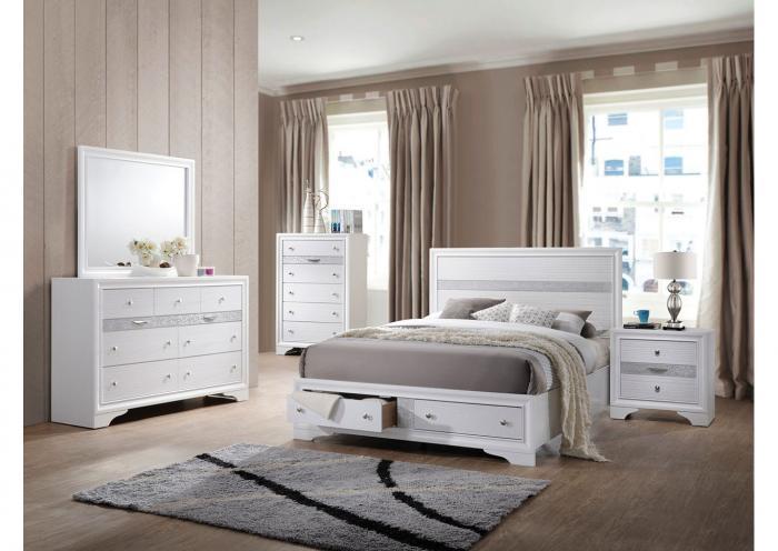 Jewel White Platform Storage Bedroom Set Queen Nader S Furniture