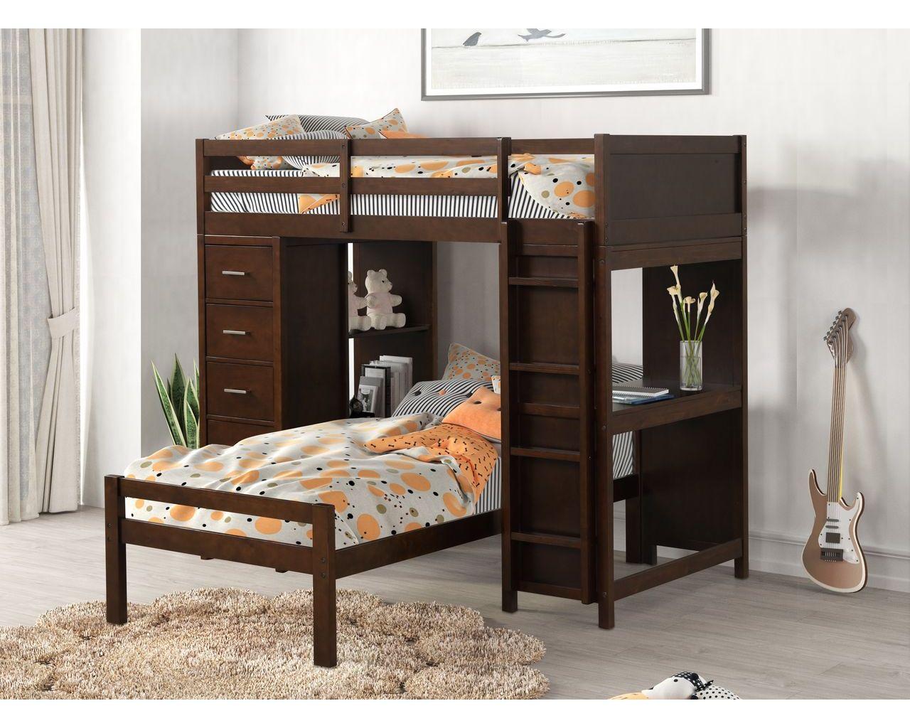 Loft Bunk bed twin over twin with chest and desk