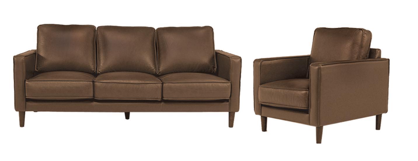 Top Grain Leather Brown Sofa and Chair