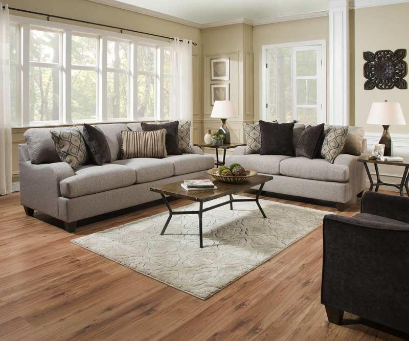 Harrison Sofa and Love Seat in Gray Fabric and hardwood frame