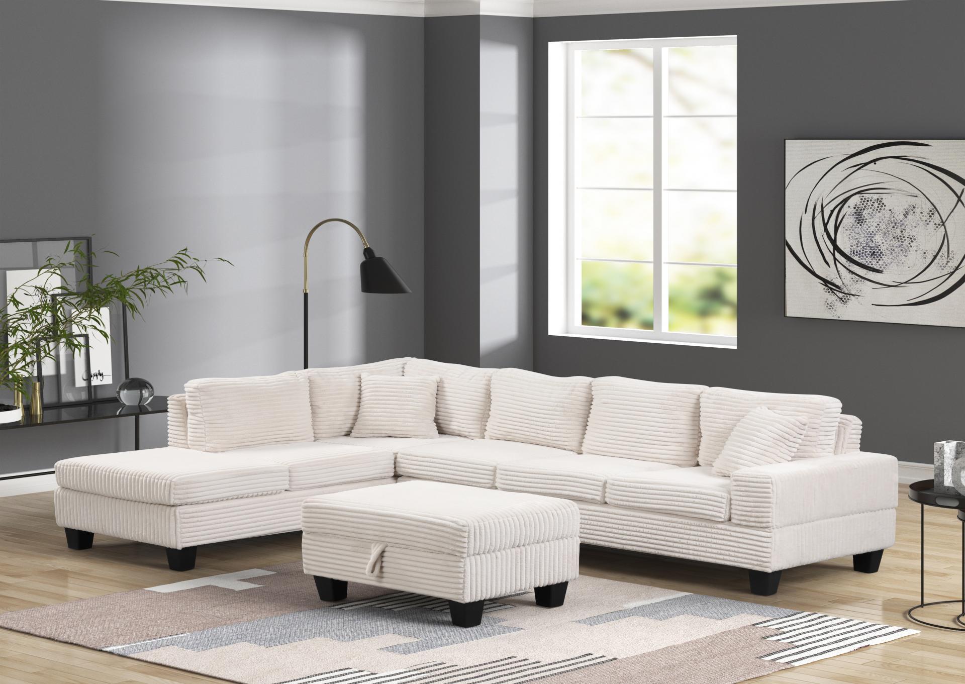 Reversible sofa chaise with ottoman