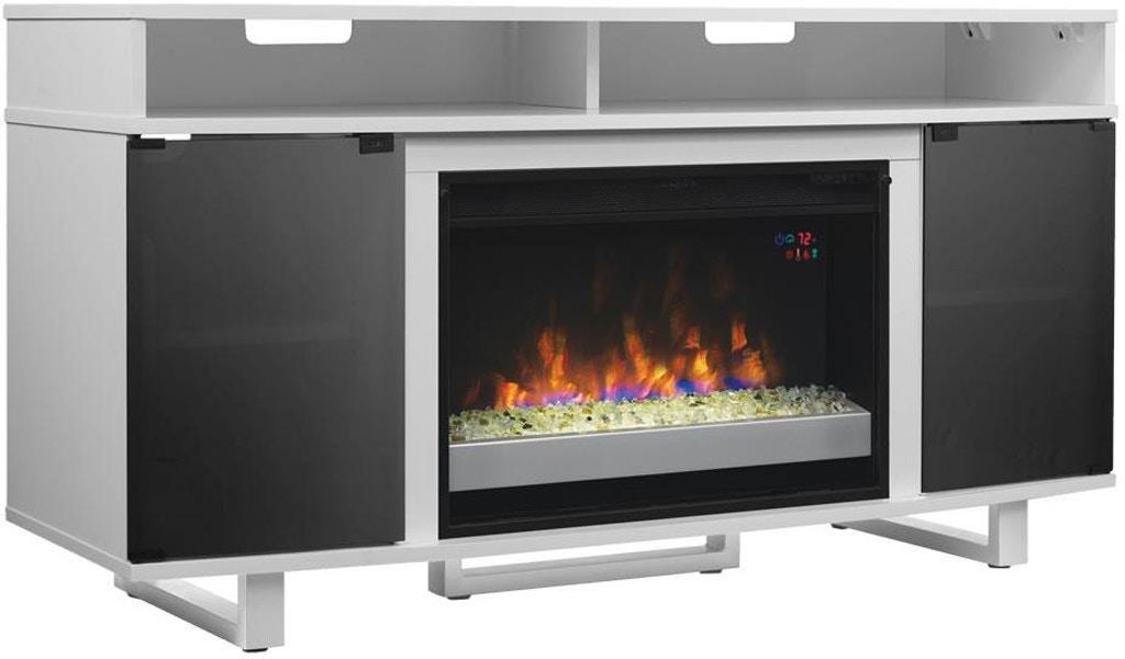 White 56 inch inch Tv Stand with Fireplace Insert