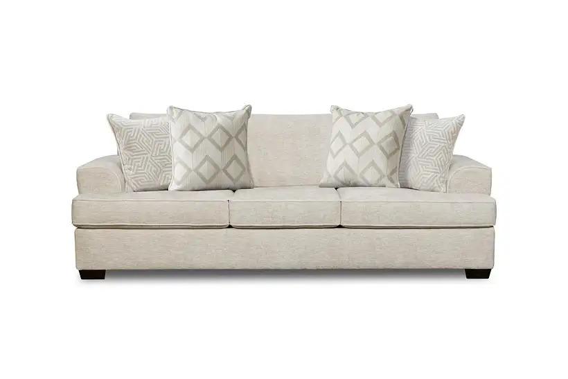 Cream Fabric Sofa with 4 accent pillows