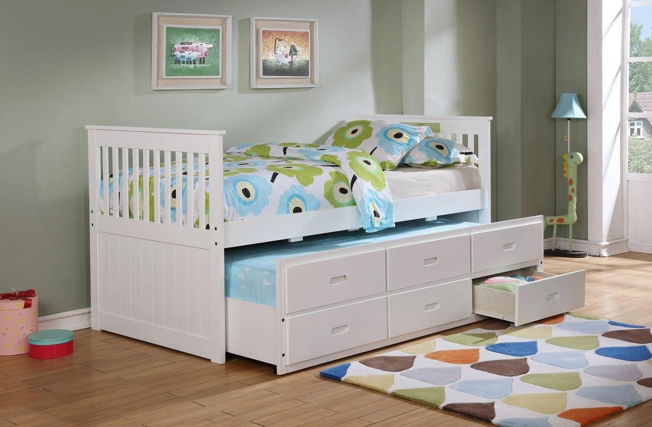 Twin over Twin Trundle Bed in White with 3 drawers