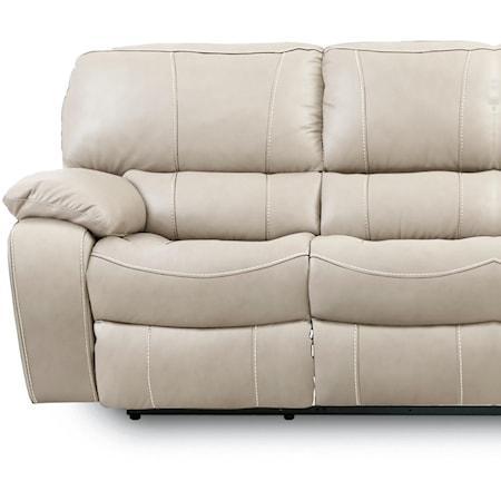 <Diego Manual Dual Reclining Leather / Leather Mate Love Seat with Pillow Arms - Beige