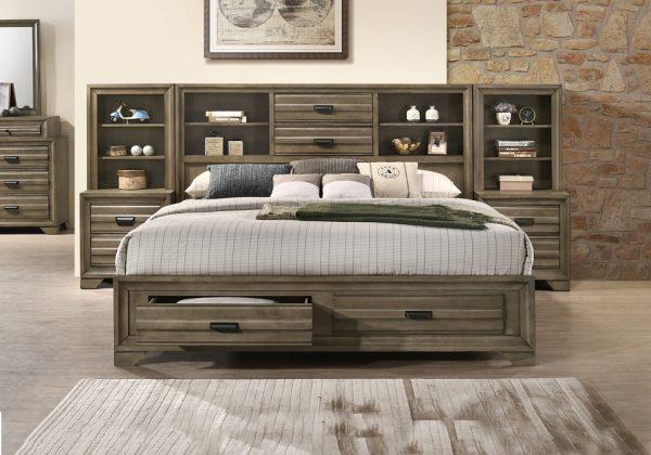 Rodney Storage Bed with 2 Piers and 2 Nightstands 