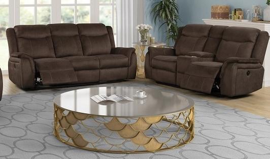 Chocolate Power Reclining Sofa and Loveseat Cavett