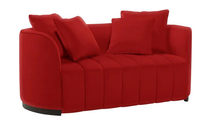 Red Fabric Modern Love Seat with rounded edges