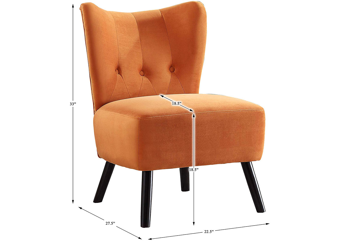 Jackie Velvet Accent Chair - Orange,Instore