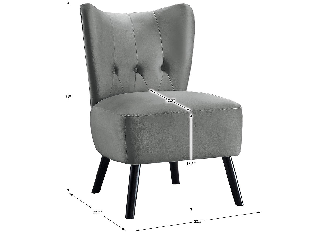 Jackie Velvet Accent Chair - Gray,Instore