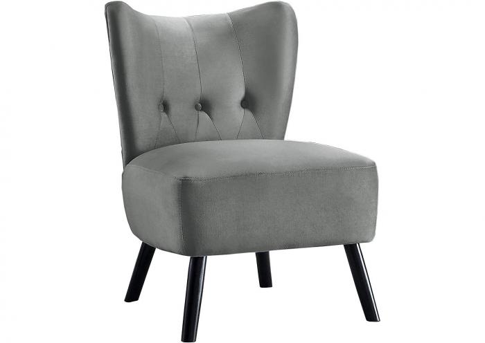 <Jackie Velvet Accent Chair - Gray
