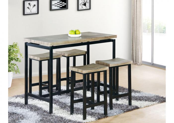 <Lindsey 5pc Counter Height Dining Set - Grey