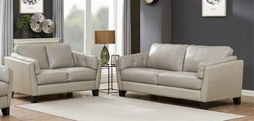 Bergamo Top Grain Leather Sofa and Love Seat - Cream,Instore