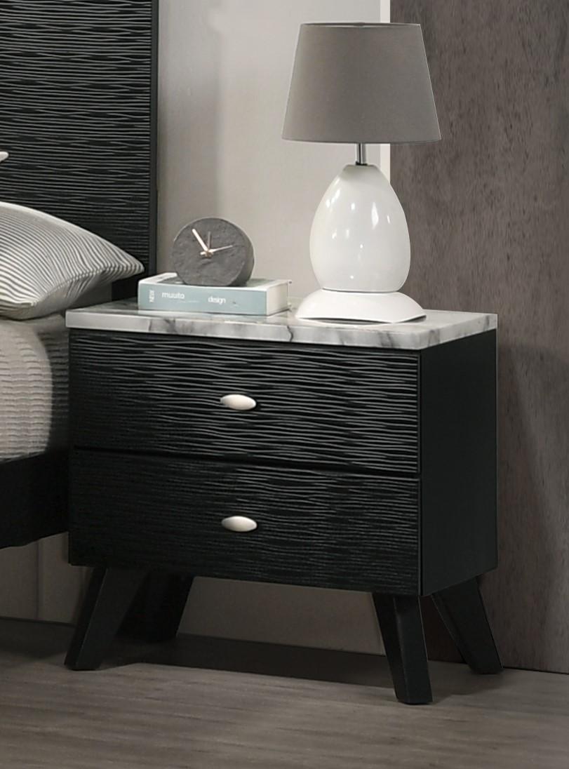 Black 2 drawer nightstand