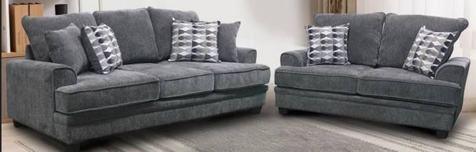 Gray Fabric Sofa and Love Seat