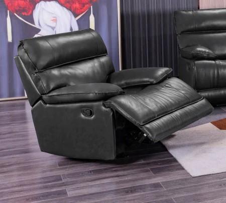 Black Leather Look Manual Recliner