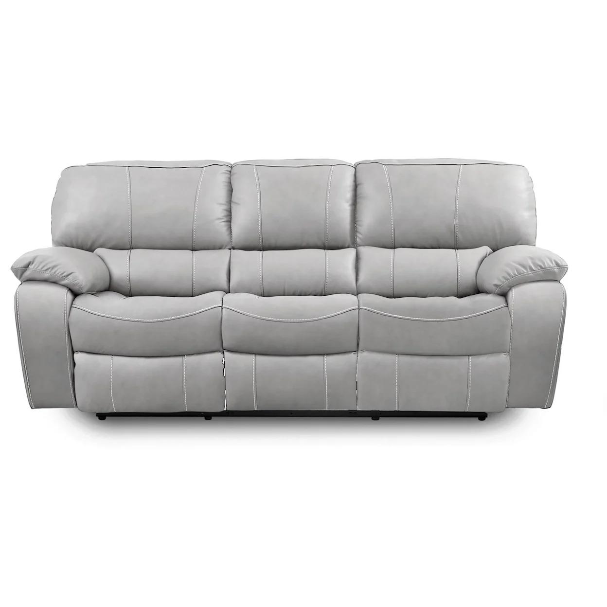 <Diego Manual Dual Reclining Leather / Leather Mate Sofa with Pillow Arms - Gray