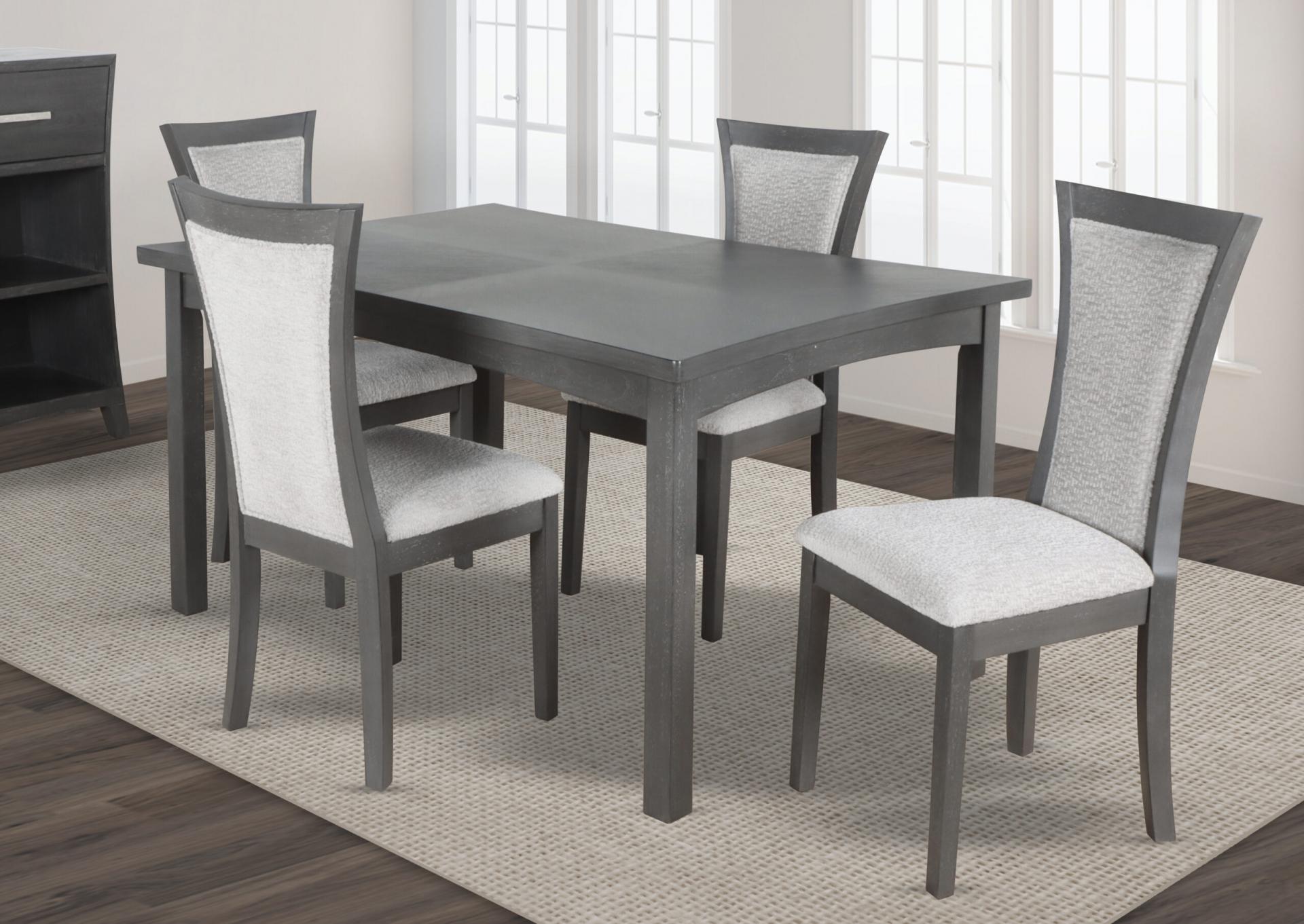 Gray Table curved with 4 chairs