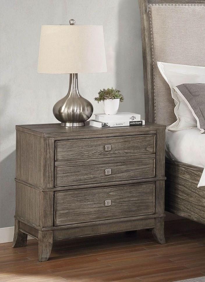 Landon Brushed Brown 3 Drawer Nightstand with USB Charging Station and Nightlight,Instore
