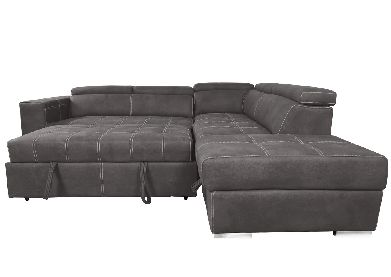 Abby Media Sectional with Pull Out Pop Up Ottoman and Moveable Storage Ottoman,Instore