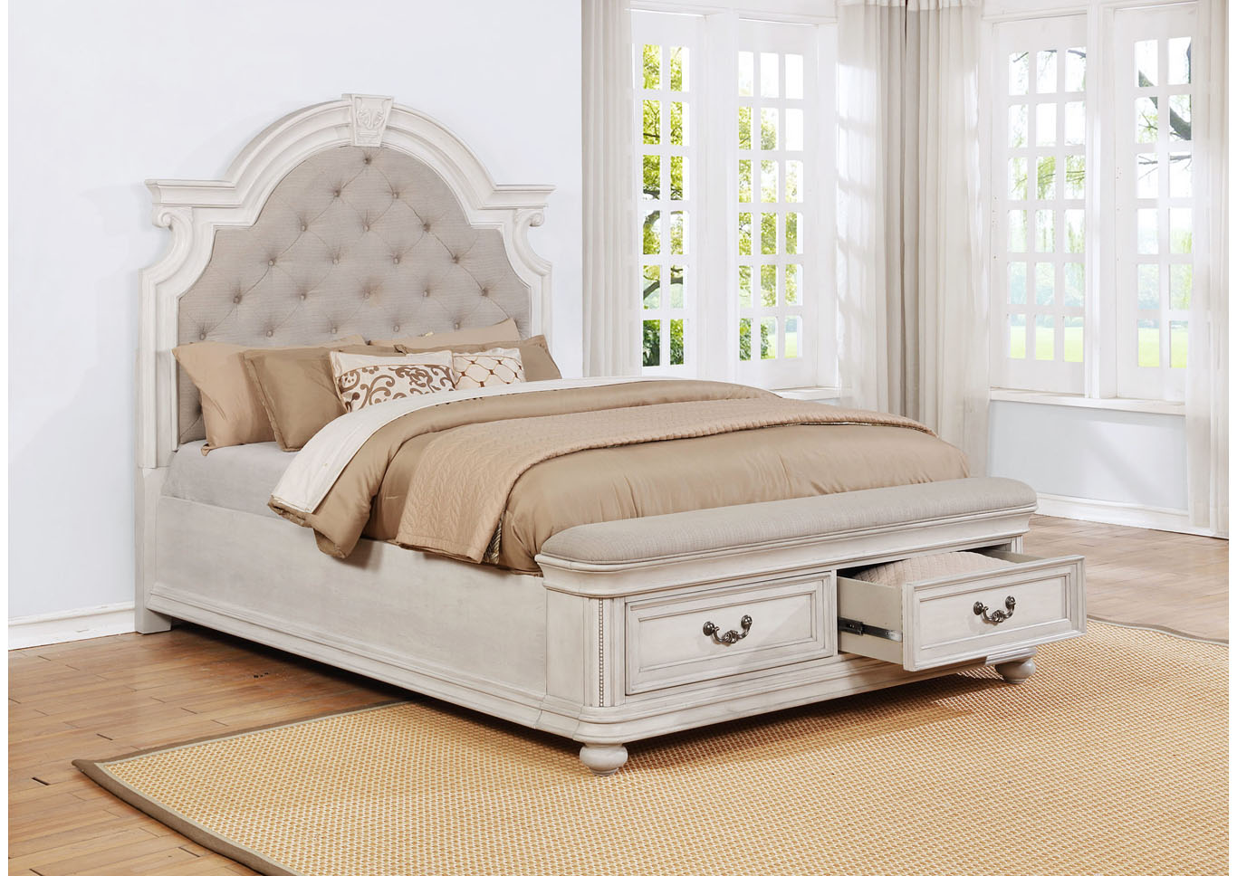 Lanett Platform Storage Bed with Padded Footboard - Eastern King,Instore