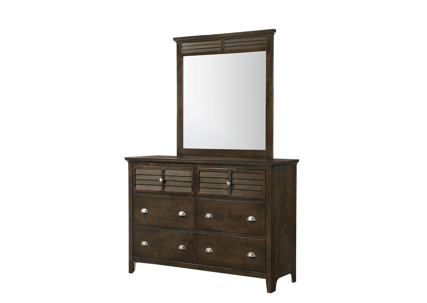 Jazz Brown Espresso Storage Bed with dresser mirror and nightstand