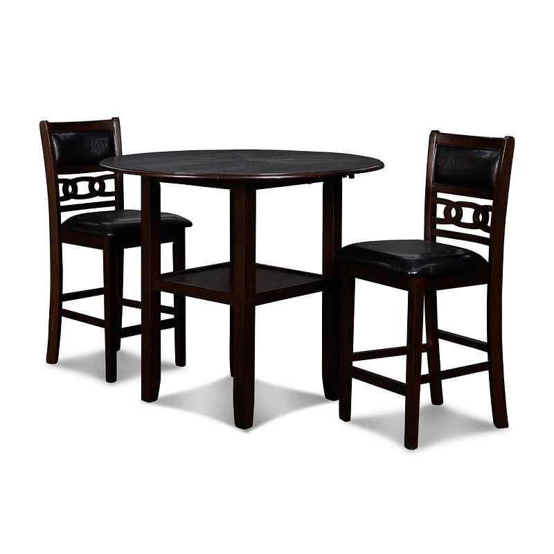 D1701-42S-EBY Leaf 3 pc Table and 2 stools in ebony