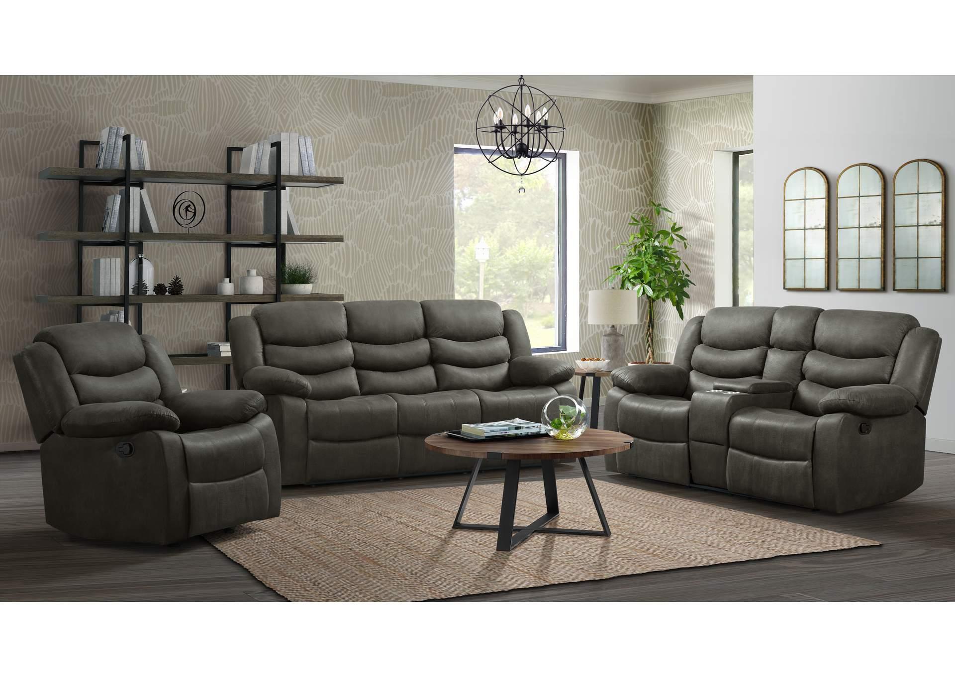 Dual Reclining Sofa and Love Seat in Brown