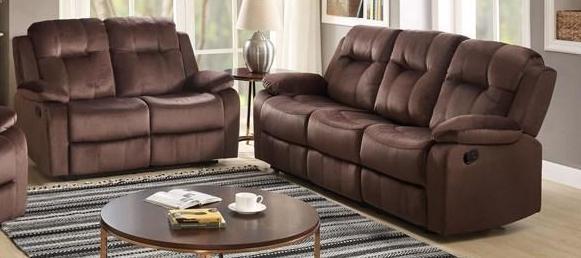 Chocolate Power Dual Reclining Sofa and Dual Reclining Loveseat Madera