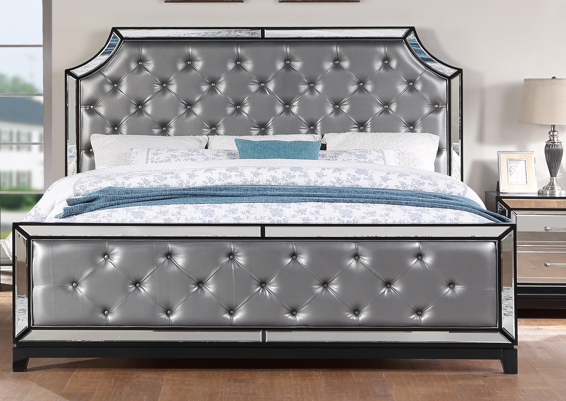 Mirrored Panel Bed with Black Edging