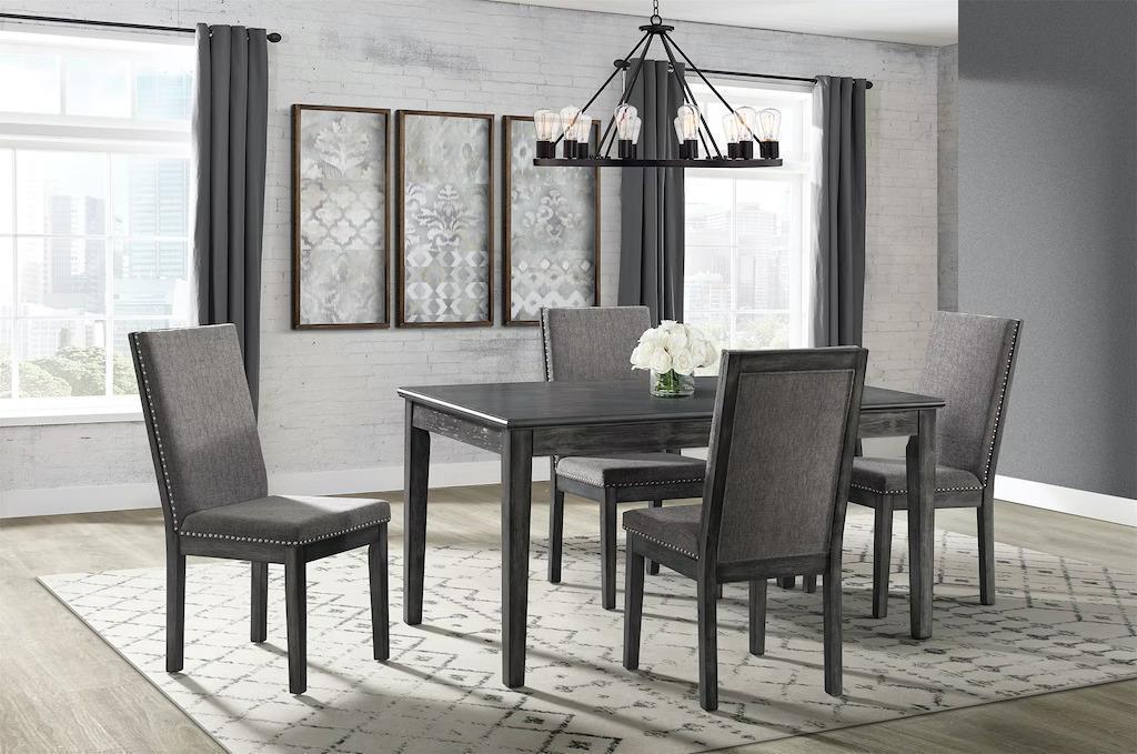 Gray Dining Set with Leaf and 6 chairs