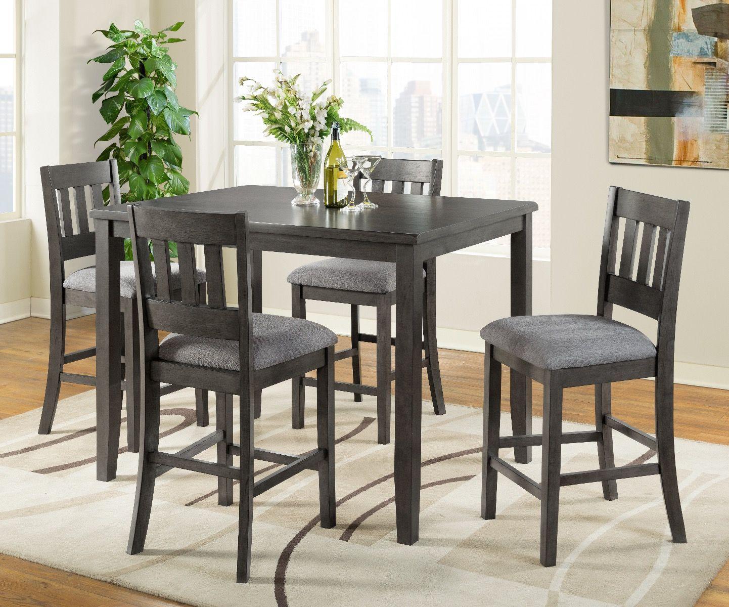 Gray 5pc Counter Height Dining Set with Table and 4 chairs