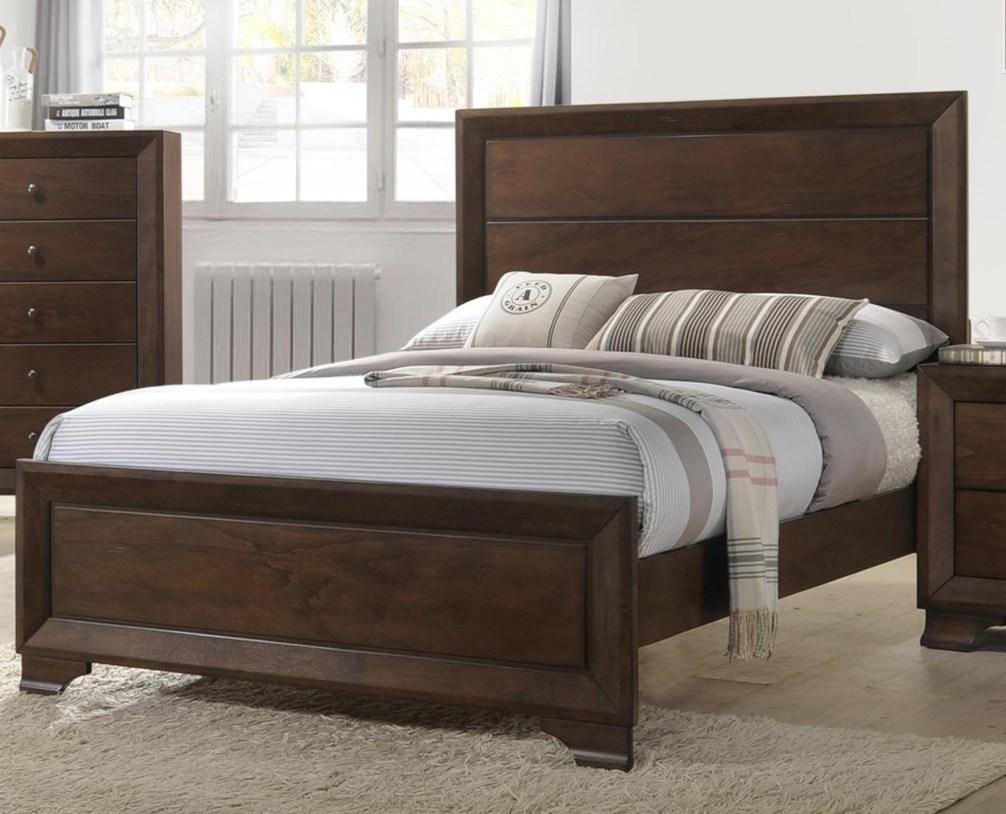 Brown Wood PAnel Bed with Headboard Footboard and Rails