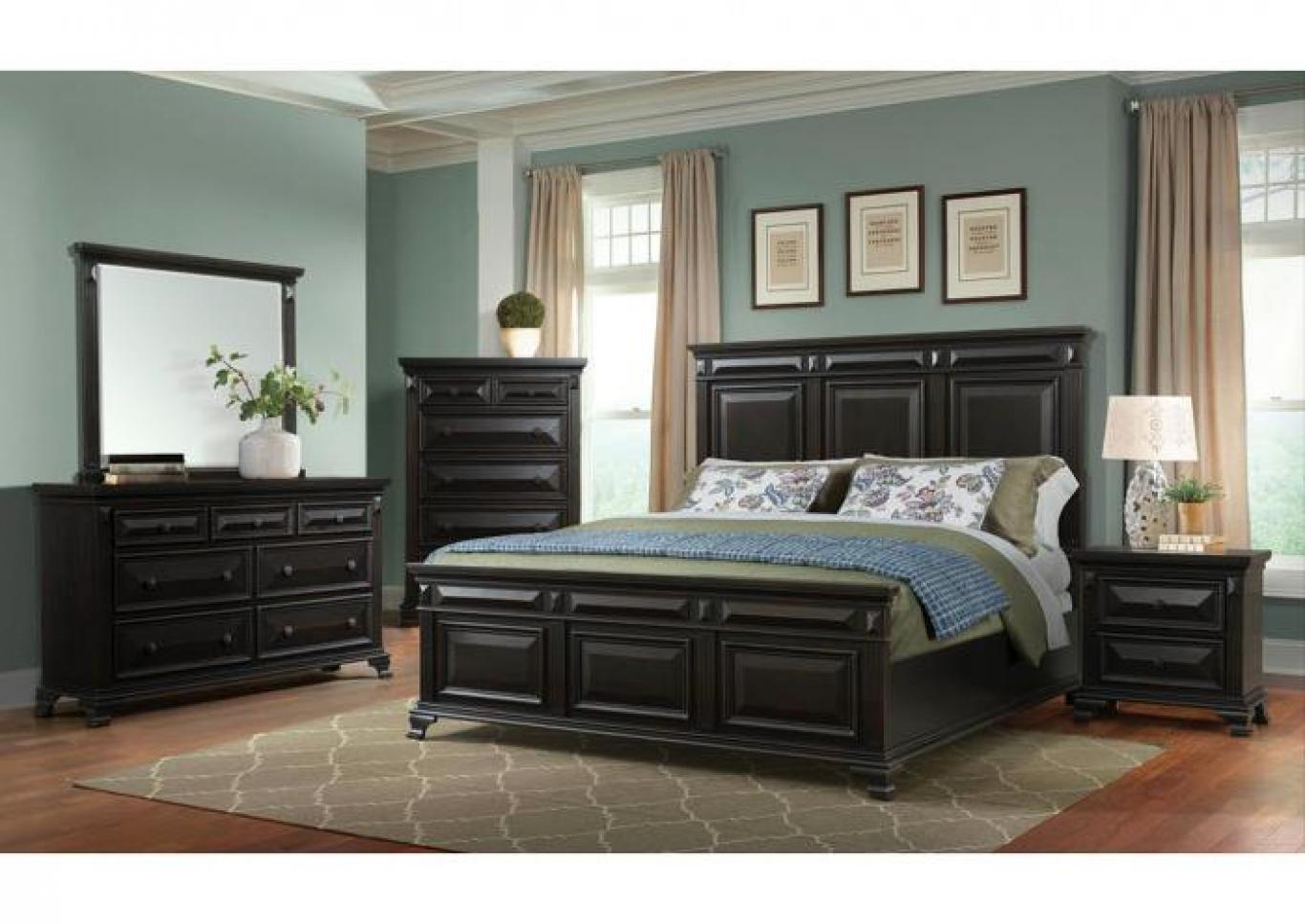 Calloway Black Panel Bedroom Set - Eastern King,Instore